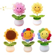 [Han-t] 1 Piece Creative Artificial Flowers Cute Crochet SunFlower Pots Knitted Flower Graduation Fl