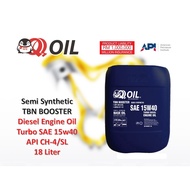 QQ OIL - SAE15w40 API CH-4/SL 18L TBN BOOSTER Semi Synthetic Diesel Turbo Engine Oil SAE-15w40 Minyak Enjin - 18Liter