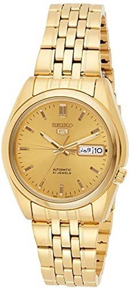 ▶$1 Shop Coupon◀  Seiko Men s SNK366K Seiko 5 Automatic Gold Dial Gold-Tone Stainless Steel Watch