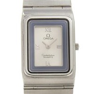 二手OMEGA星座女士手錶，不銹鋼，石英機芯，模擬顯示，銀色錶盤。