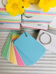 [HCM]500 thẻ flashcard trắng 5 màu 5x8cm(bo góc) bìa thái cao cấp tặng 5 khoen inox + bìa cứng dày h