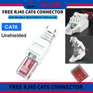ALLAN Free RJ45 CAT6 Connector Ethernet Plugs 23AWG to 26AWG Cable Internet Plug Toolless
