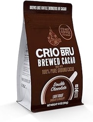 Crio Bru Double Chocolate Light Roast 10oz Bag | Natural Healthy Brewed Cacao Drink | Great Substitute to Herbal Tea and Coffee | 99% Caffeine Free Gluten Free Low Calorie (10 oz.)