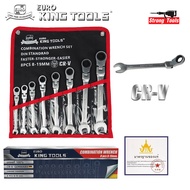 EURO KING TOOLS ประแจแหวานข้าง (คอพับได้) 8 ตัวชุด ปากตาย แหวน ชุดประแจรวม เครื่องมือช่าง ประแจ ชุดบ