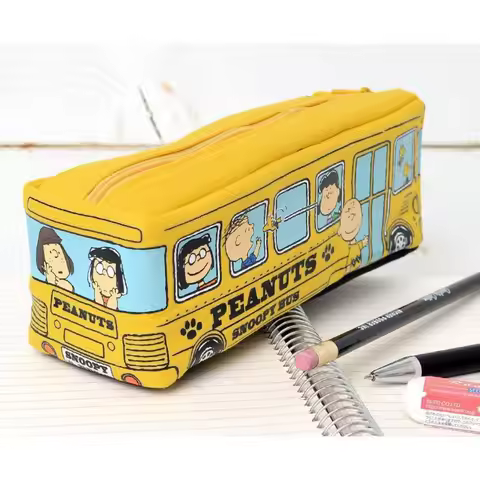 Kawaii Snoopy Large Capacity Pencil Case, Bus Shape Stationery Bag, Cute Student Pen Pouch, Kids Sch