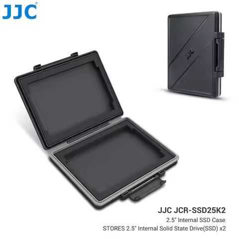 JJC 2 Slots Hard Drive Case for SSD Solid State Hard Drive Storage Protection Box, Water Resistant a