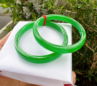 ĐÁ A - Bộ 2 vòng cặp cẩm thạch xanh Ni 50-Ni 53 vân đá tuyệt đẹphàng cao cấpcó tư vấn kỹ.