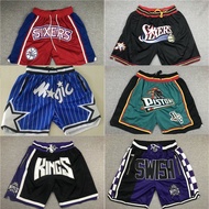 Basketball shorts with pockets, embroidered version, Pistons King Magic 76ers shorts