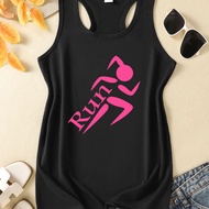 TEMU A Minimalist And Stylish Y2k Women's Tank Top With Pink Running Elements, Suitable For Yoga, Fi