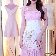 BLT brand Pink Long Dress With Rabbit spring garden