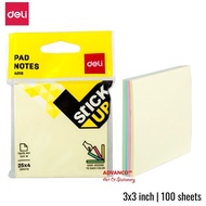 DELI STICKY NOTES PASTEL COLOURS 76X76MM (3X3INCHES) 100 SHEETS PER PACK