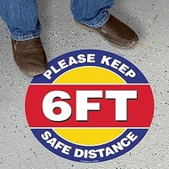 SmartSign Please Keep 6 Feet Safe Distance Floor Sign, 9x9 Inches, Anti-Skid Vinyl Decal, Textured F