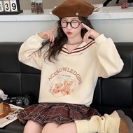 [Little Cute Baby's Wardrobe] ️/120-170cm ️ Medium Big Kids Lapel Bear Top/Plaid Pleated Skirt