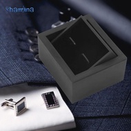[Shamjina] Cufflink Box Case Jewelry Gift Box Tie Clip Bar Gift Box for Men Black Rotating