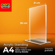 A4 2mm Acrylic Display / A4 Size Acrylic Brochure Holder / Acrylic Tent / Qris Display / Qris Holder