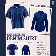 [REAL DENIM][DENIM BLUE] Denim Corporate Shirt Uniform with FREE 1 Logo & 1 Name (Jata/KPM/KKM) Baju