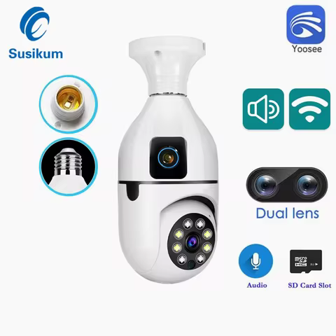 4MP Yoosee Dual Lens Camera WIFI Indoor E27 Bulb Dual Screen Smart Home Wireless Security Camera Aut