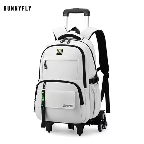 BunnyFly School Bag with Wheels Rolling Backpack for Boy Kids Student Wheeled Backpack Trolley Schoo