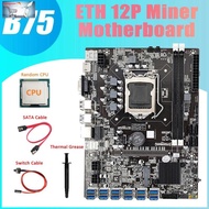 B75 ETH Miner Motoard 12 PCIE Ke Usb 3.0 + CPU Random + Grease + Kabel