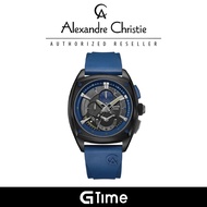 [Official Warranty] Alexandre Christie 6591MCRUBBU Men's Blue Dial Silicone Strap Watch