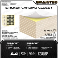 Sticker Chromo A4 Glossy / Doff HVS 500 / 2000 Lembar Stiker Kromo bontak CTS Cast-coated Cromo Inkj