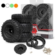 4pcs 57mm 7mm Hex 1.0 Beadlock Wheels and Tires w/ Extended Wheel Spacers for TRX4M, SCX24, AX24, FC