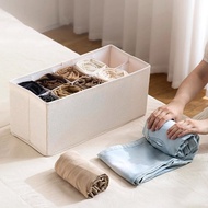 日本霜山 簡約棉麻風衣物分格收納盒(10格)-3入