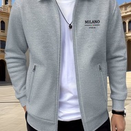 TEMU เสื้อแจ็คเก็ตผู้ชาย OBM ฤดูใบไม้ผลิ/ฤดูใบไม้ร่วง ใหม่ สีพื้น ปกคอเวฟเฟิลถัก สำหรับกีฬากลางแจ้ง 