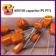 [Ready Stock Supply] 10PCS Philips CBB Capacitor 63V105K 1UF Pitch P5 P7.5MM 63V105J Film Capacitor
