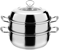 JBJWM Stainless Steel Steamer Steam Saucepot Steamer Insert,Soup Pot 304 Stainless Steel Soup Pot Steamer Dual Purpose Induction Cooker/Gas Stove Universal (Size : 26CM)