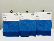 Uniqlo 男內褲  低腰平口內褲  無開口 藍色  XL號（3入）