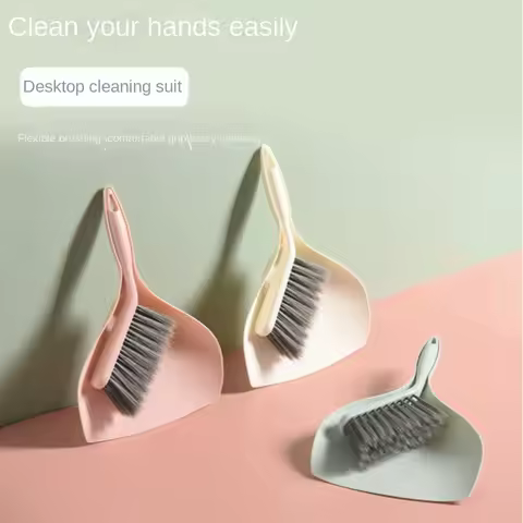 2Pcs/Set Small Broom Dustpan Set Pattern Keyboards Cleaning Mini Broom Dustpan Set Broom and Dustpan