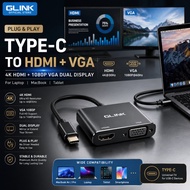 GLINK USB Type C to HDMI VGA Adapter 4K Display for Laptop MacBook Projector