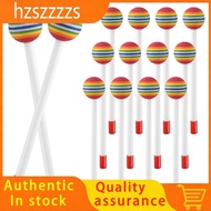 【hzszzzzs】14 Pcs Lollipop Drum Mallet Sticks Round Rainbow Hammer Percussion Sticks Plastic Drumstic