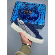 DIOR B33 Thick-Soled Shoes - Round Toe Lace-Up Sneakers, Blue & White, For Men & Women