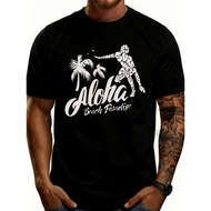 Casual Summer Style Men'S T-Shirt Aloha Beach Paradise Surfing Palm Trees Design for Beach Vacation 