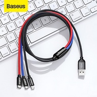 Baseus 3 in 1 USB Cable for iphone 14 13 Pro Max 12 Micro USB Type-C Fast Charging Cable for Samsung Huawei Xiaomi Realme Vivo