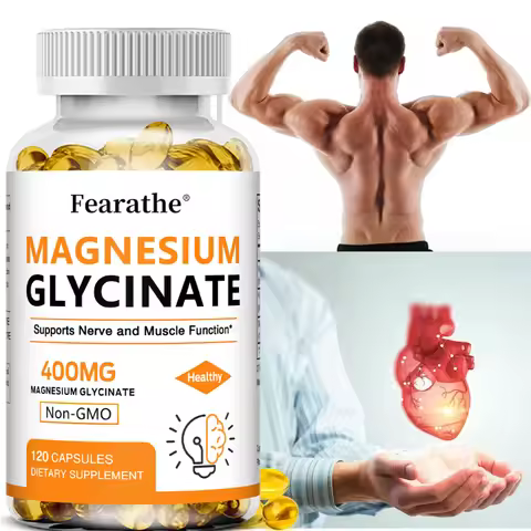 Magnesium Glycinate 400mg Capsules, Support Muscle, Bone, Heart, Nerve, Sleep Quality & Immune Syste