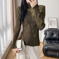 Genuine NEW Issey Miyake Pleated Top For Early Autumn Light And High-end Character Base Shirt For Wo