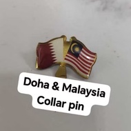 Doha & Malaysia  Collar Pin Two Flag Bendera Doha & Malaysia Collar Pin Two Flag Bendera