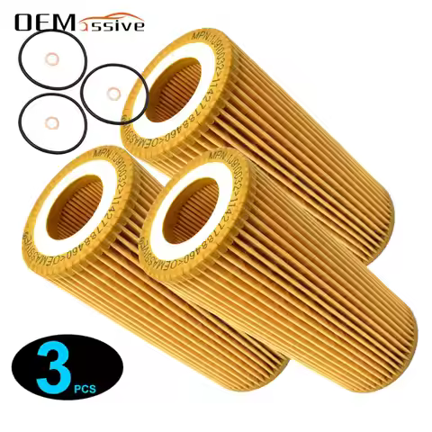 3x Car Accessories Oil Filters Set For BMW X3 X5 X6 E83 E53 E70 E71 E72 3.0d XDrive 30d 35d 11427788