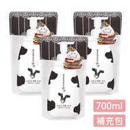 【潤波】 低脂牛奶清爽沐浴慕絲700ml (補充包)X3入