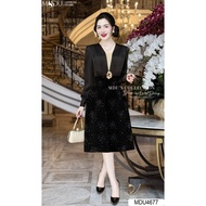 Designed Dress MDU4677 Highlights Golden Waist Belt Creates a Delicate Flattering Effect from MDU