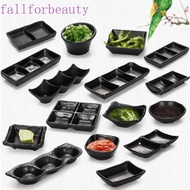 FALLFORBEAUTY Melamine Sauce Dishes, Vinegar Dishes Japanese Style Seasoning Plate, Fruit Plate Multi-grid Black Soy Sauce Dish Sushi Soy Dipping Sauce Bowl for Restaurant