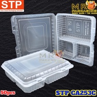 STP 1500ml 3 Compartment Lunch Box [ 50pcs± ] STP CA253C Disposable Plastic PP Food Bento Bekas Kota