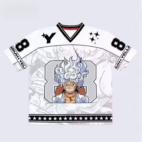 88 Jersey One Piece Monkey D. Luffy Gear 5 Anime Y2k Kpop Baseball Hockey Tshirt Fashion Streetwear 