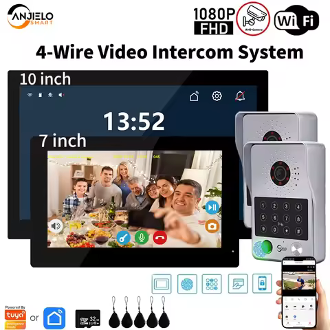 Anjielo5in1doorbell with camera 1080PHD video intercom system Tuya smart motion detection video fing