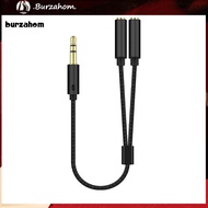 BUR_ 35mm 1 Male to 2 Female Ports Headphone Microphone Audio Cable Adapter Splitter