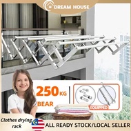 1M-2M 3/4/5 Bar  Ampaian Baju Stainless Steel Retractable Wall Mounted Clothes Hanger Retractable 晾衣