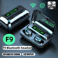 F9 5C TWS Gaming Fone Bluetooth Headphones with Microphone Call Noise Cancelling Wireless Bluetooth Headset 9D Stereo Hifi Sound LED Display Earbuds Bluetooth Earphones